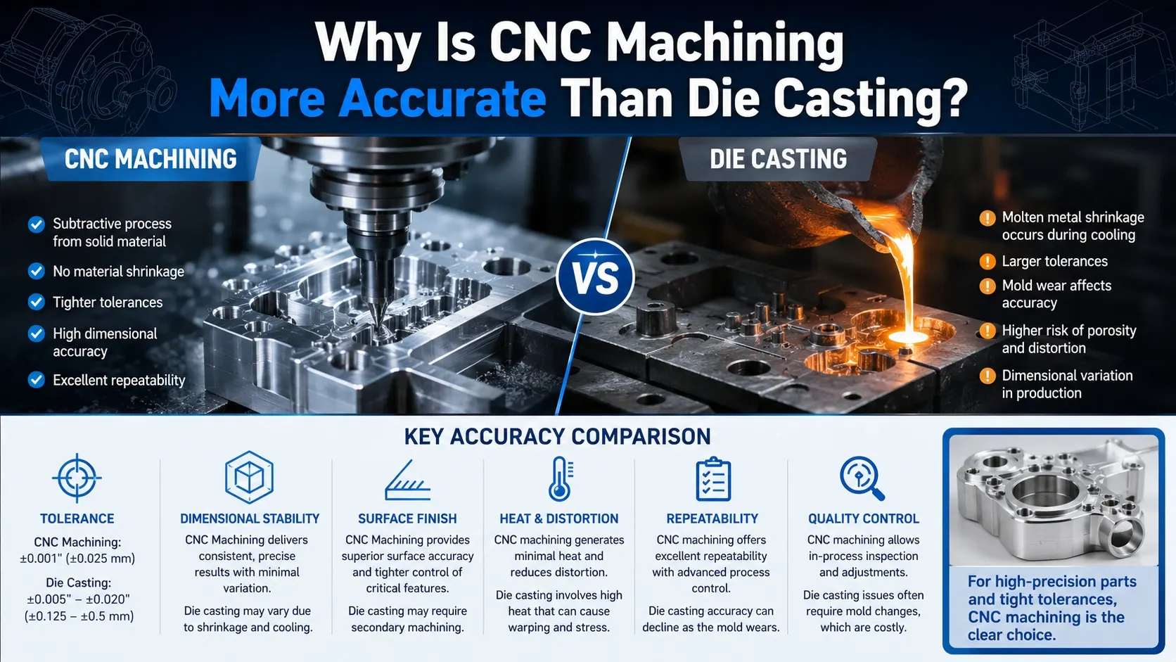 Why is CNC machining more accurate than die casting